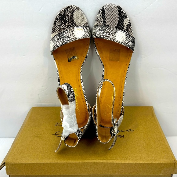 VINTAGE HAVANA,BLACK & WHITE SNAKE PRINT OPEN TOE MIDTOP, ADJUSTABLE ANKLE LOOP - Picture 6 of 15